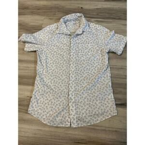 Men’s Small Sonoma Gray & White Pineapple Short Sleeve Button-Up Shirt